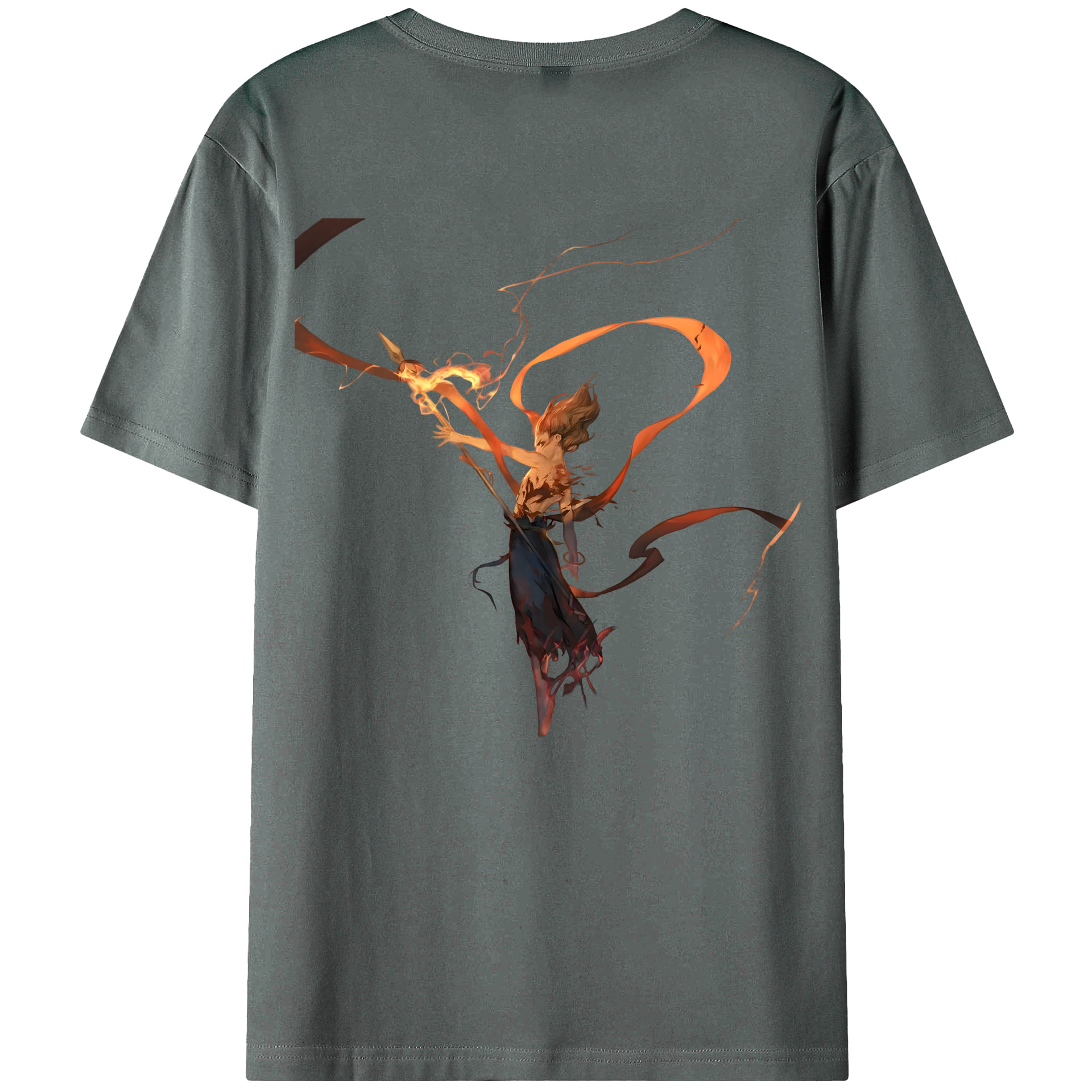 （画像用） Ne Zha 2 ナタ 魔童の大暴れ 綿100％ メンズ半袖Tシャツ（バックプリント） 通気性